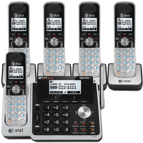 2-line 5 handset answering system with dual caller ID/call waiting - view 1